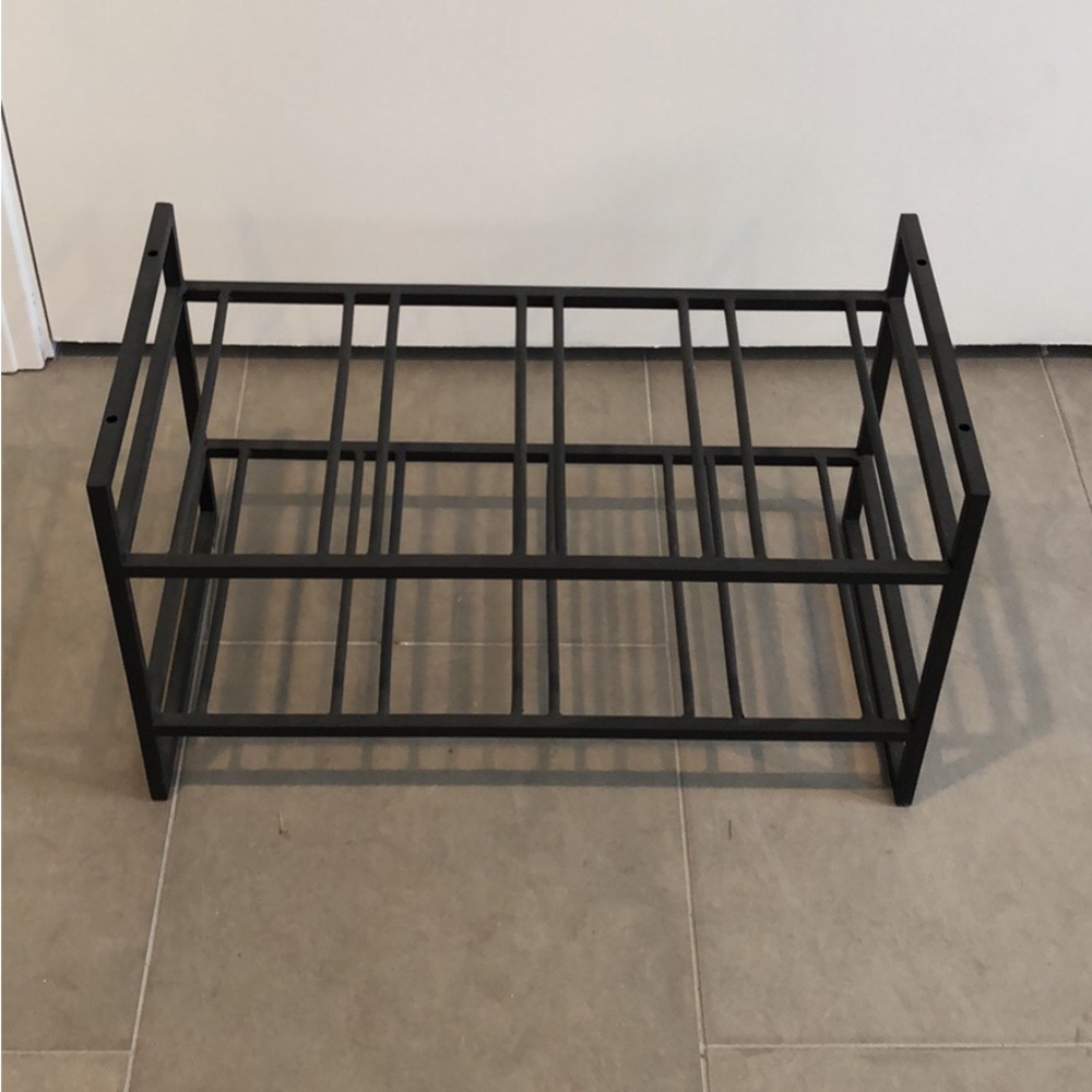 Slate Gray Metal 2-Tier Wine Bottle Rack